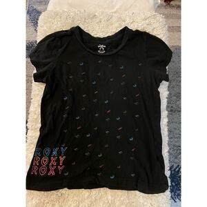 Roxy girls sz. L black logo design tee. Cute, fun